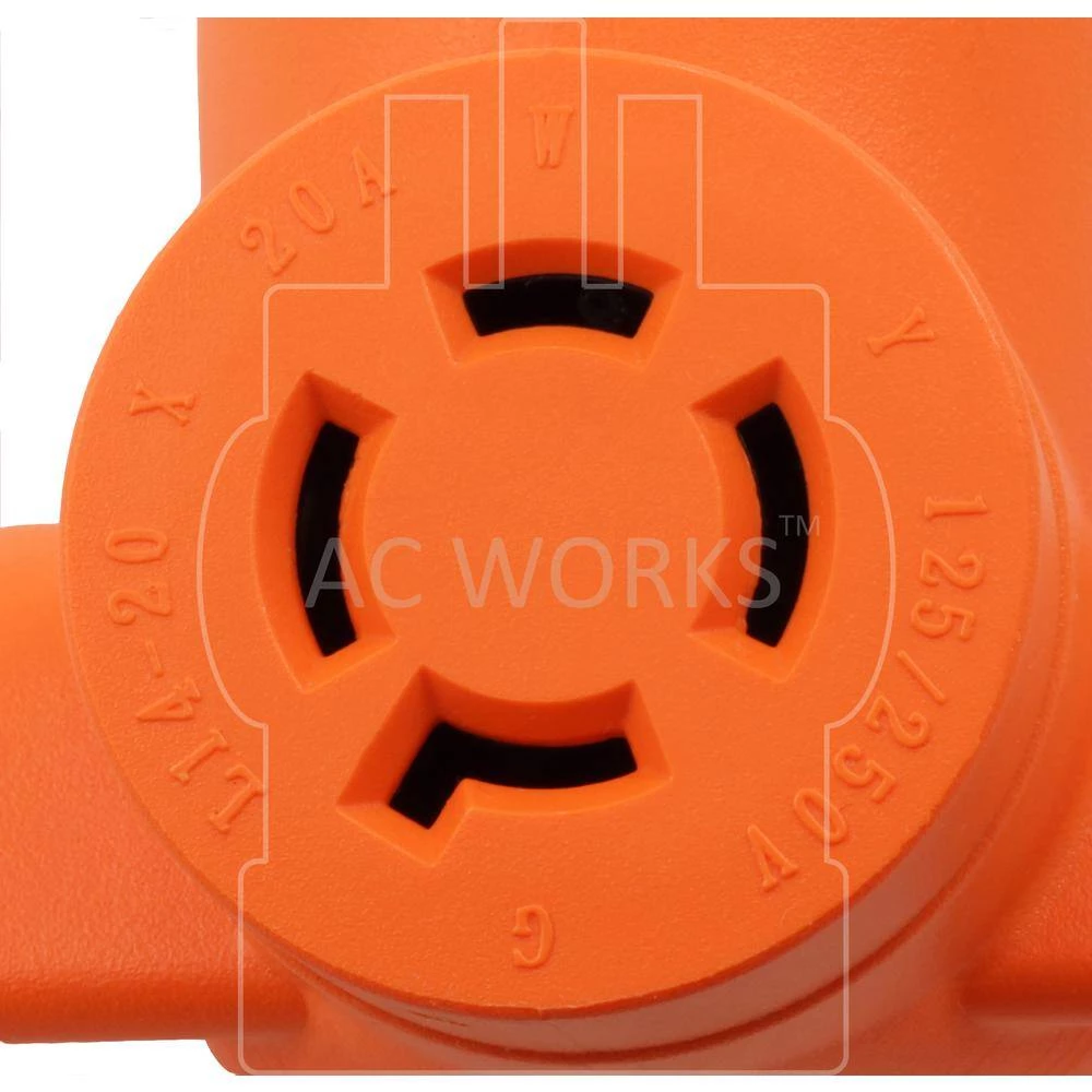 Dryer Outlet Adapter 4-Prong Dryer 14-30P Plug to 4-Prong 20 Amp Locking L14-20R Adapter by AC WORKS 6 Dryer Outlet Adapter 4-Prong Dryer 14-30P Plug to 4-Prong 20 Amp Locking L14-20R Adapter by AC WORKS - Image 4