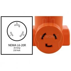 Industrial L6-20R 20 Amp 250-Volt Locking Female Connector to 4-Prong Dryer 14-30P Plug by AC WORKS -AC WORKS Shop orange ac works plug adapters ad1430l620 1f 1000