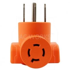 Range/ RV/ Generator Outlet Adapter 4-Prong 14-50P Plug to 4-Prong 20 Amp Locking L14-20R Adapter by AC WORKS -AC WORKS Shop orange ac works plug adapters ad1450l1420 1f 1000