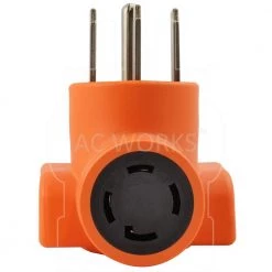 Range/RV/Generator Outlet Adapter 4-Prong 14-50P Plug to 4-Prong 30 Amp Locking L14-30R Adapter by AC WORKS -AC WORKS Shop orange ac works plug adapters ad1450l1430 1f 1000