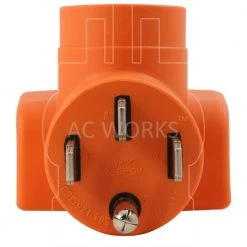 Range/RV/Generator Outlet Adapter 4-Prong 14-50P Plug to 4-Prong 30 Amp Locking L14-30R Adapter by AC WORKS -AC WORKS Shop orange ac works plug adapters ad1450l1430 4f 1000