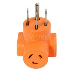 Locking Adapter 14-50P 50 Amp 125-Volt/250-Volt Range/RV/Generator Plug to L6-20R 20 Amp 250-Volt Connector by AC WORKS -AC WORKS Shop orange ac works plug adapters ad1450l620 1f 1000