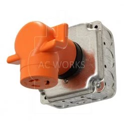 Locking Adapter 14-50P 50 Amp 125-Volt/250-Volt Range/RV/Generator Plug to L6-20R 20 Amp 250-Volt Connector by AC WORKS -AC WORKS Shop orange ac works plug adapters ad1450l620 31 1000