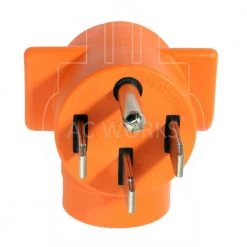Locking Adapter 14-50P 50 Amp 125-Volt/250-Volt Range/RV/Generator Plug to L6-20R 20 Amp 250-Volt Connector by AC WORKS -AC WORKS Shop orange ac works plug adapters ad1450l620 4f 1000