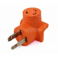 Locking Adapter Generator/ RV/ Range 14-50P Plug to L6-30R 3-Prong 30 Amp 250-Volt Locking Female Adapter by AC WORKS -AC WORKS Shop orange ac works plug adapters ad1450l630 4f 1000
