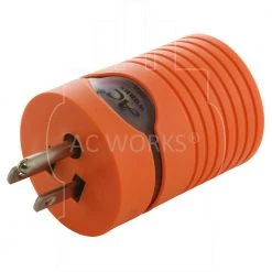 Locking Adapter Household Plug 15 Amp NEMA 5-15P to 4-Prong 30 Amp Locking L14-30R (2 Hots Bridged) by AC WORKS -AC WORKS Shop orange ac works plug adapters ad515l1430 44 1000