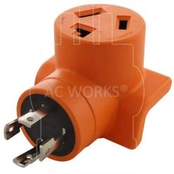 Generator to Dryer Adapter 4-Prong L14-30 30 Amp Generator Plug to 3-Prong Dryer Female Connector Adapter by AC WORKS 12 Generator to Dryer Adapter 4-Prong L14-30 30 Amp Generator Plug to 3-Prong Dryer Female Connector Adapter by AC WORKS -AC WORKS Shop orange ac works plug adapters adl14301030 1f 1000