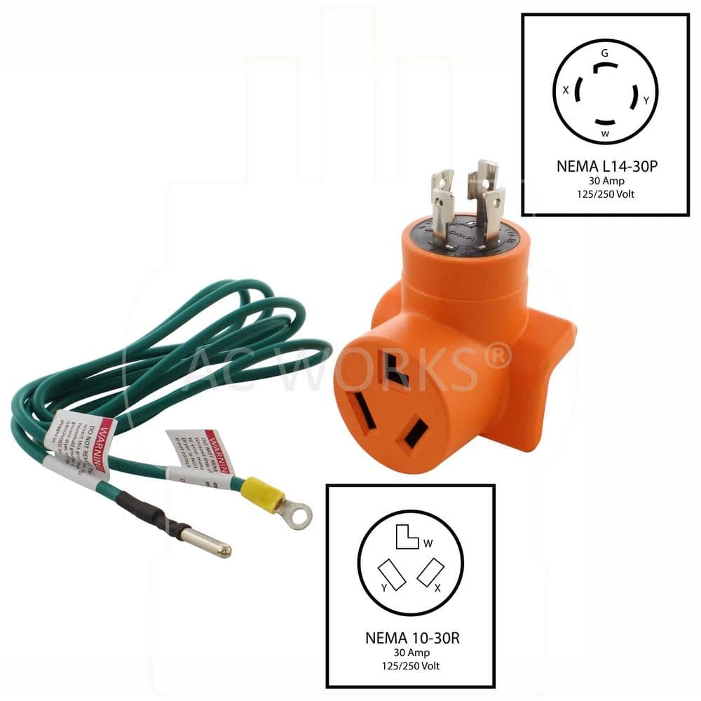 Generator to Dryer Adapter 4-Prong L14-30 30 Amp Generator Plug to 3-Prong Dryer Female Connector Adapter by AC WORKS 4 Generator to Dryer Adapter 4-Prong L14-30 30 Amp Generator Plug to 3-Prong Dryer Female Connector Adapter by AC WORKS - Image 2