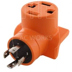 Generator to Dryer/EV Adapter 30 Amp 4-Prong L14-30P Generator Locking Plug to 4-Prong 30 Amp Dryer Female Connectors by AC WORKS 10 Generator to Dryer/EV Adapter 30 Amp 4-Prong L14-30P Generator Locking Plug to 4-Prong 30 Amp Dryer Female Connectors by AC WORKS -AC WORKS Shop orange ac works plug adapters adl14301430 4f 1000