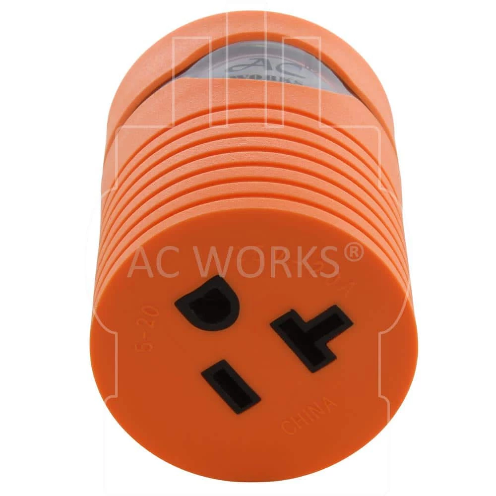 Generator Locking Adapter L5-30P 30A 125V 3-Prong Locking Plug to 5-15/20R 15/20 Amp Household T Blade Female Connector by AC WORKS 6 Generator Locking Adapter L5-30P 30A 125V 3-Prong Locking Plug to 5-15/20R 15/20 Amp Household T Blade Female Connector by AC WORKS - Image 4