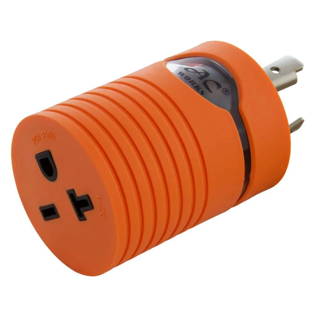 Adapter L6-20P 20 Amp 250-Volt Plug to NEMA 6-15/20R 15/20 Amp 250-Volt Connector by AC WORKS 3 Adapter L6-20P 20 Amp 250-Volt Plug to NEMA 6-15/20R 15/20 Amp 250-Volt Connector by AC WORKS