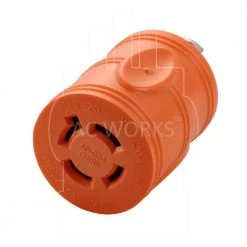 Locking Adapter L6-20P 20 Amp 250-Volt Locking Plug to 4-Prong 20 Amp L14-20R Adapter by AC WORKS -AC WORKS Shop orange ac works plug adapters adl620l1420 1f 1000