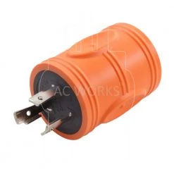 Locking Adapter L6-20P 20 Amp 250-Volt Locking Plug to 4-Prong 20 Amp L14-20R Adapter by AC WORKS -AC WORKS Shop orange ac works plug adapters adl620l1420 4f 1000