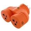 Generator V-Duo Outlet Adapter L14-20P 20 Amp 4-Prong Plug to Two 15 Amp/20 Amp Household Outlets by AC WORKS -AC WORKS Shop orange ac works plug adapters advl1420520 64 1000