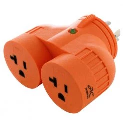 Generator V-Duo Outlet Adapter L14-20P 20 Amp 4-Prong Plug to Two 15 Amp/20 Amp Household Outlets by AC WORKS
