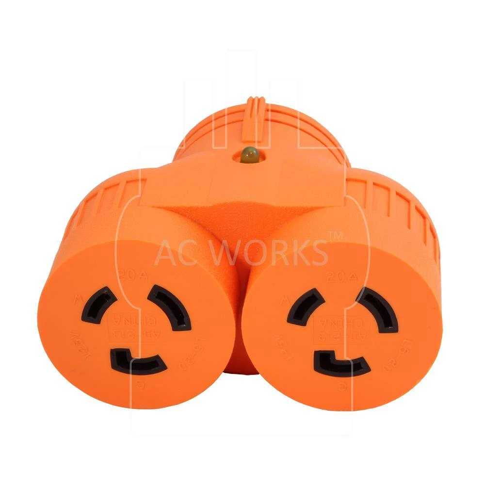 Generator V-Duo Outlet Adapter L14-20P 20 Amp 4-Prong Locking Plug to Two 20 Amp L5-20R Connectors by AC WORKS 6 Generator V-Duo Outlet Adapter L14-20P 20 Amp 4-Prong Locking Plug to Two 20 Amp L5-20R Connectors by AC WORKS - Image 4