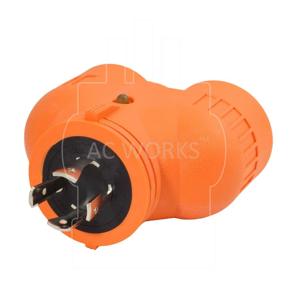 Generator V-Duo Outlet Adapter L14-20P 20 Amp 4-Prong Locking Plug to Two 20 Amp L5-20R Connectors by AC WORKS 5 Generator V-Duo Outlet Adapter L14-20P 20 Amp 4-Prong Locking Plug to Two 20 Amp L5-20R Connectors by AC WORKS - Image 3