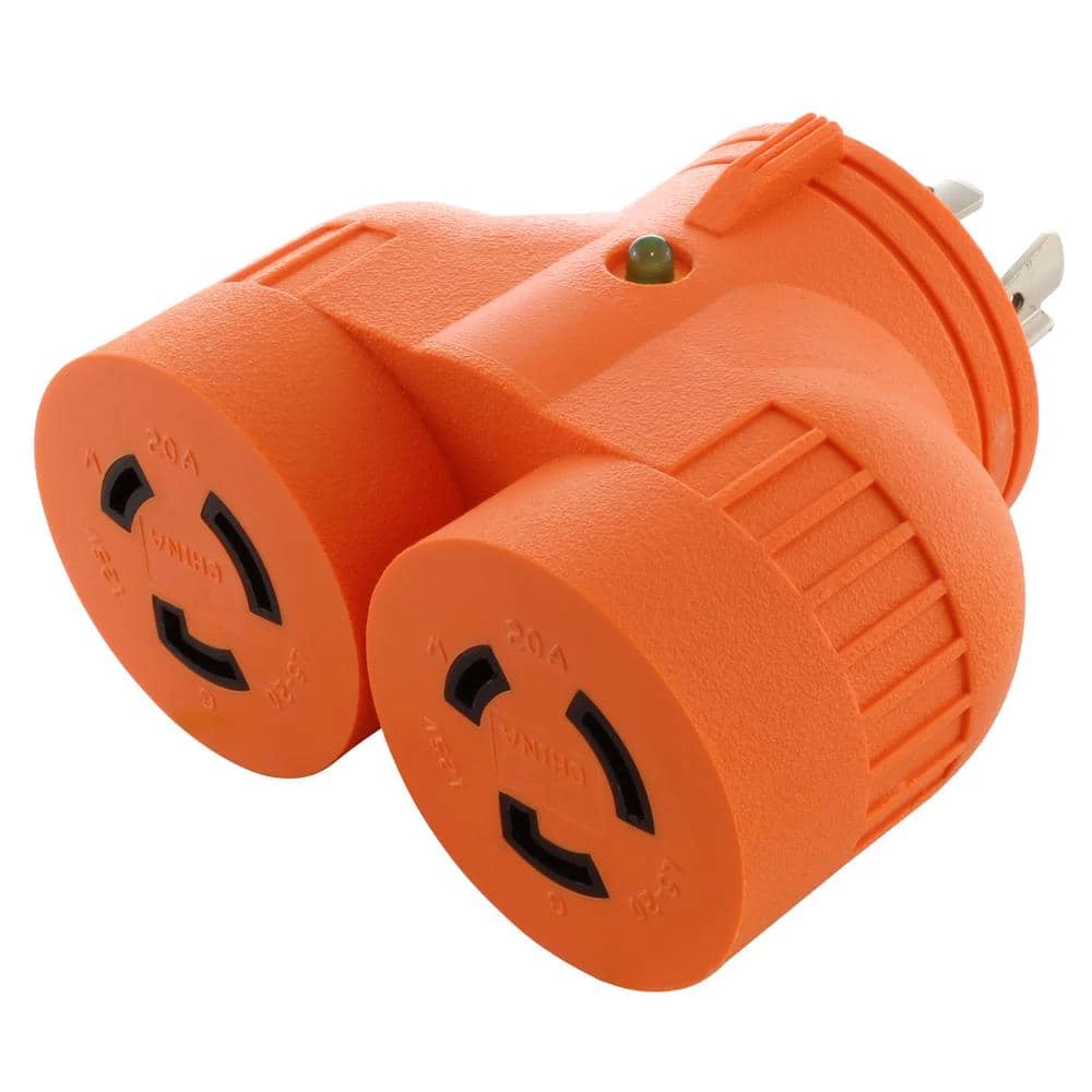 Generator V-Duo Outlet Adapter L14-20P 20 Amp 4-Prong Locking Plug to Two 20 Amp L5-20R Connectors by AC WORKS 3 Generator V-Duo Outlet Adapter L14-20P 20 Amp 4-Prong Locking Plug to Two 20 Amp L5-20R Connectors by AC WORKS