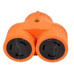 Generator V-Duo Outlet Adapter L14-30P 30 Amp 4-Prong Plug to Two 30 Amp L5-30R 3-Prong Outlets by AC WORKS -AC WORKS Shop orange ac works plug adapters advl1430l530 1f 1000