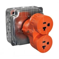 Generator V-Duo Outlet Adapter L5-30P 30 Amp 3-Prong Locking Plug to Two 15 Amp/20 Amp Household Outlet by AC WORKS -AC WORKS Shop orange ac works plug adapters advl530520 31 1000