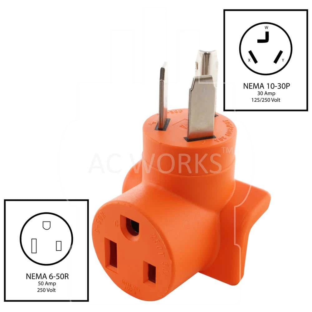 AC Connectors NEMA 10-30 3-Prong Dryer Plug to 6-50 Welder Adapter by AC WORKS 4 AC Connectors NEMA 10-30 3-Prong Dryer Plug to 6-50 Welder Adapter by AC WORKS - Image 2
