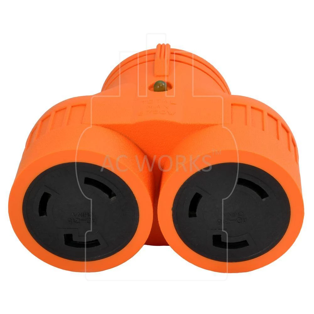 Generator V-Duo Outlet Splitter L5-30P 30 Amp 3-Prong Locking Plug to (2) L5-30R Locking Female by AC WORKS 6 Generator V-Duo Outlet Splitter L5-30P 30 Amp 3-Prong Locking Plug to (2) L5-30R Locking Female by AC WORKS - Image 4
