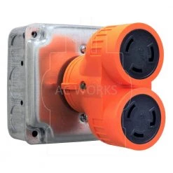 Generator V-Duo Outlet Splitter L5-30P 30 Amp 3-Prong Locking Plug to (2) L5-30R Locking Female by AC WORKS 13 Generator V-Duo Outlet Splitter L5-30P 30 Amp 3-Prong Locking Plug to (2) L5-30R Locking Female by AC WORKS -AC WORKS Shop orange black ac works plug adapters advl530l530 31 1000