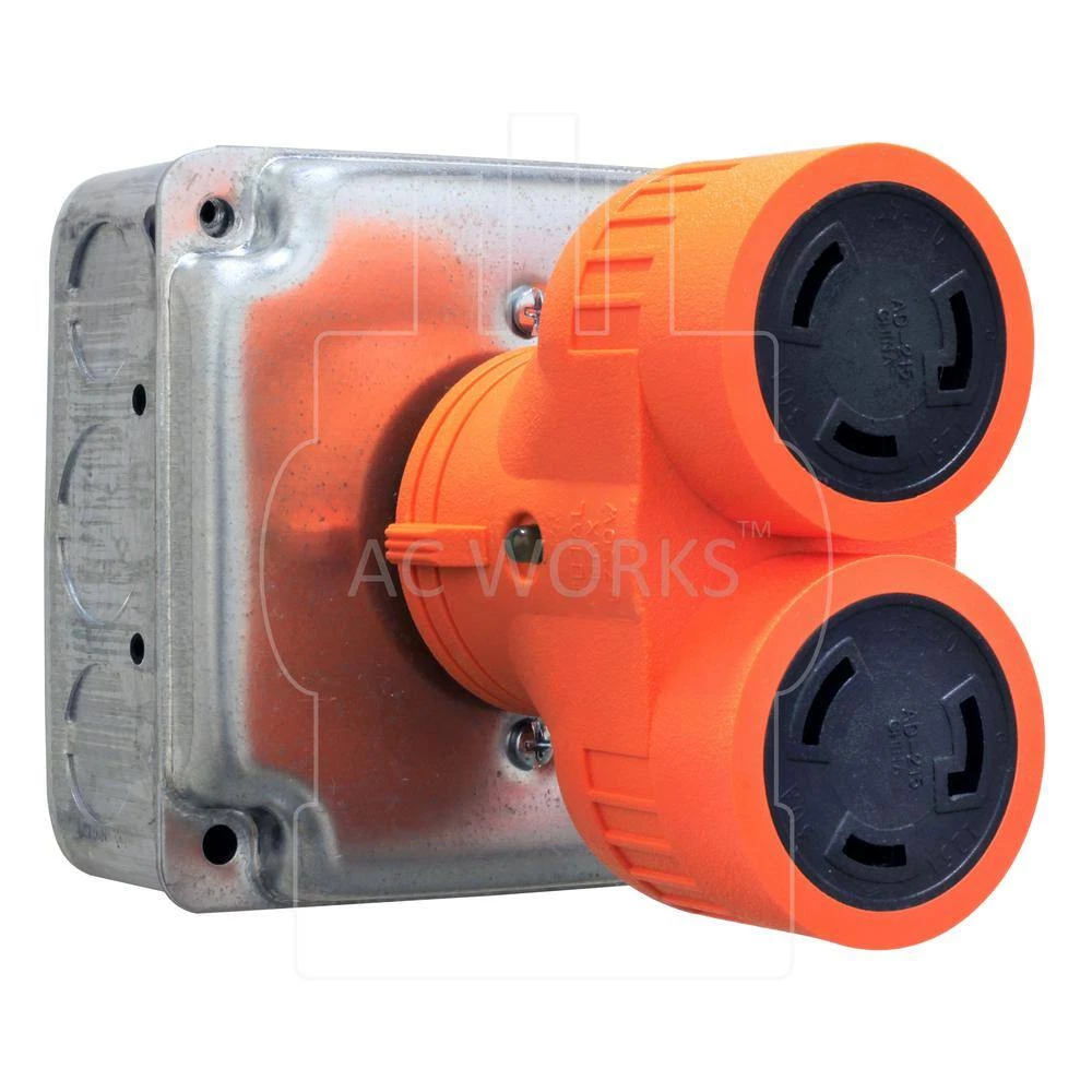 Generator V-Duo Outlet Splitter L5-30P 30 Amp 3-Prong Locking Plug to (2) L5-30R Locking Female by AC WORKS 8 Generator V-Duo Outlet Splitter L5-30P 30 Amp 3-Prong Locking Plug to (2) L5-30R Locking Female by AC WORKS - Image 6