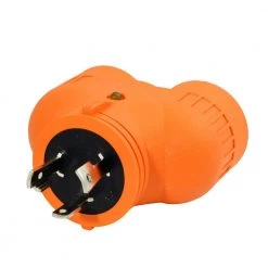 Generator V-Duo Outlet Splitter L5-30P 30 Amp 3-Prong Locking Plug to (2) L5-30R Locking Female by AC WORKS 10 Generator V-Duo Outlet Splitter L5-30P 30 Amp 3-Prong Locking Plug to (2) L5-30R Locking Female by AC WORKS -AC WORKS Shop orange black ac works plug adapters advl530l530 4f 1000