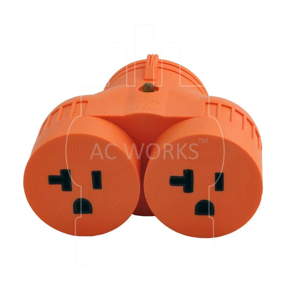 Generator V-Duo Outlet Adapter TT-30P RV 30 Amp Plug to (2) 15/20 Amp Household Connectors by AC WORKS 6 Generator V-Duo Outlet Adapter TT-30P RV 30 Amp Plug to (2) 15/20 Amp Household Connectors by AC WORKS - Image 4