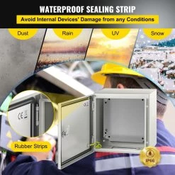 Electrical Box 12 in. x 12 in. x 8 in. NEMA 4X Steel Enclosure Box Outdoor and Indoor Use Electrical Junction Box, Gray by VEVOR -AC WORKS Shop vevor boxes brackets dqxjstcfs30x30x20v0 1f 1000