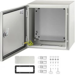 Electrical Box 12 in. x 12 in. x 8 in. NEMA 4X Steel Enclosure Box Outdoor and Indoor Use Electrical Junction Box, Gray by VEVOR