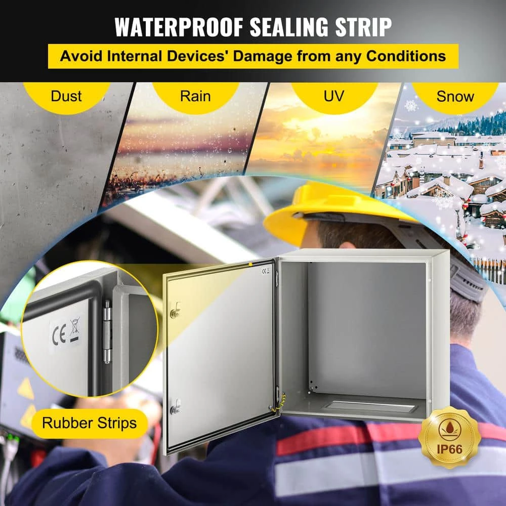 Electrical Box 24 in. x 24 in. x 12 in. IP66 Waterproof Steel Electrical Junction Box with Mounting Plate for Outdoor by VEVOR 6 Electrical Box 24 in. x 24 in. x 12 in. IP66 Waterproof Steel Electrical Junction Box with Mounting Plate for Outdoor by VEVOR - Image 4