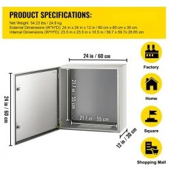 Electrical Box 24 in. x 24 in. x 12 in. IP66 Waterproof Steel Electrical Junction Box with Mounting Plate for Outdoor by VEVOR 16 Electrical Box 24 in. x 24 in. x 12 in. IP66 Waterproof Steel Electrical Junction Box with Mounting Plate for Outdoor by VEVOR -AC WORKS Shop vevor boxes brackets dqxjstcfs60x60x30v0 76 1000