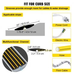 48.4 in. x 16.1 in. x 2.6 in. Speed Bump 1-Channel Rubber Curb Ramps, 1-Pack by VEVOR -AC WORKS Shop vevor cable organizers gxb1g48x16x2 5yc1v0 4f 1000