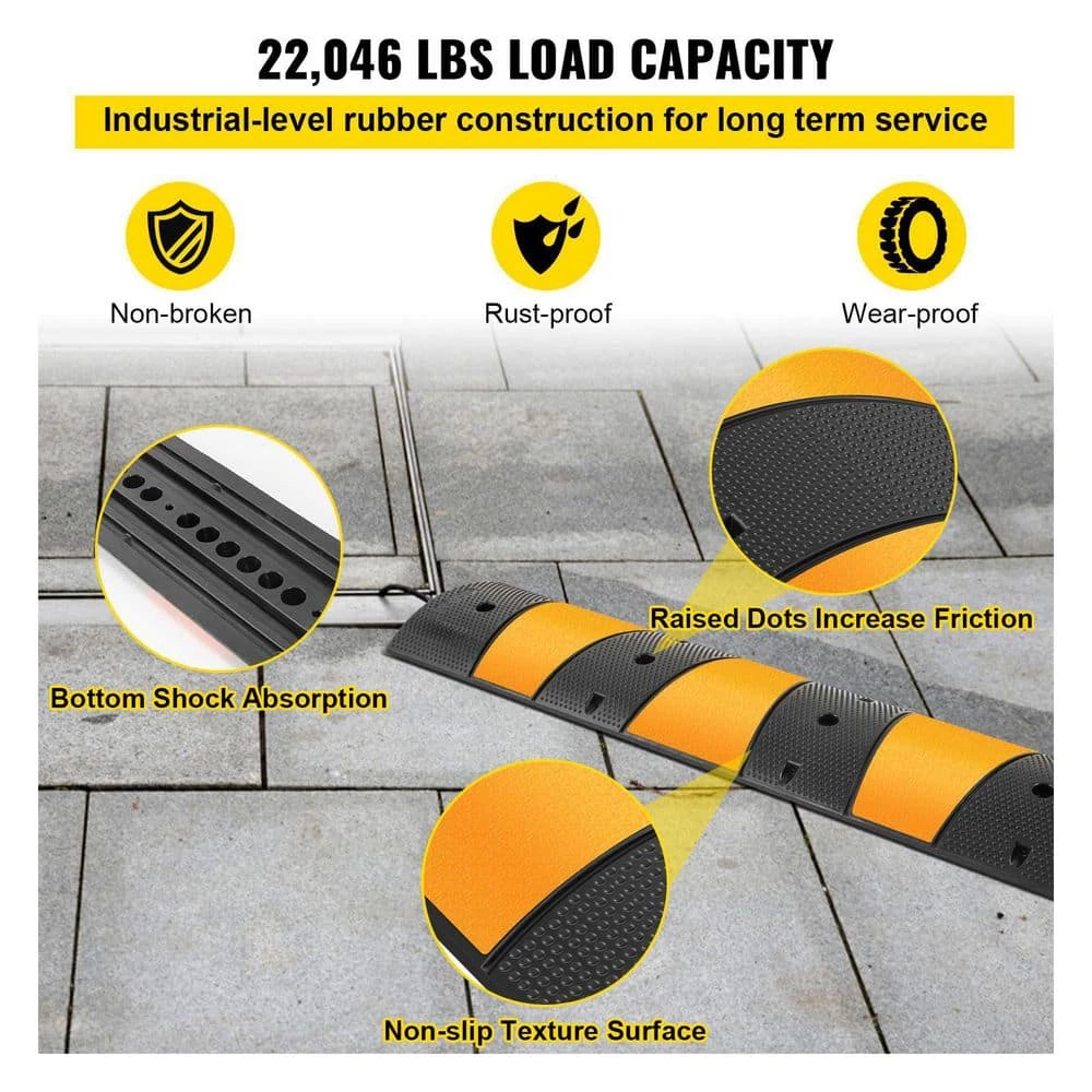 72.8 in. x 12.2 in. x 2.2 in. Cable Organizer 2-Channel Speed Bump 22,046 lbs. Load Cable Protector Ramp, 1-Pack by VEVOR 6 72.8 in. x 12.2 in. x 2.2 in. Cable Organizer 2-Channel Speed Bump 22,046 lbs. Load Cable Protector Ramp, 1-Pack by VEVOR - Image 4