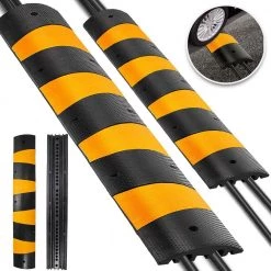 72.8 in. x 12.2 in. x 2.2 in. Cable Organizers 6 ft. 2-Channel Speed Bump 22,046 lbs. Load Cable Protector Ramp, 2-Pack by VEVOR