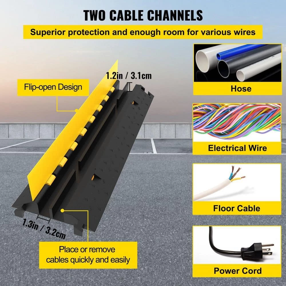 40.5 in. x 10 in. x 2 in. Clamshell Cable Organizers 2-Channel Speed Bump 22,000 lbs. Load Cable Protector Ramp, 4-Pack by VEVOR 5 40.5 in. x 10 in. x 2 in. Clamshell Cable Organizers 2-Channel Speed Bump 22,000 lbs. Load Cable Protector Ramp, 4-Pack by VEVOR - Image 3