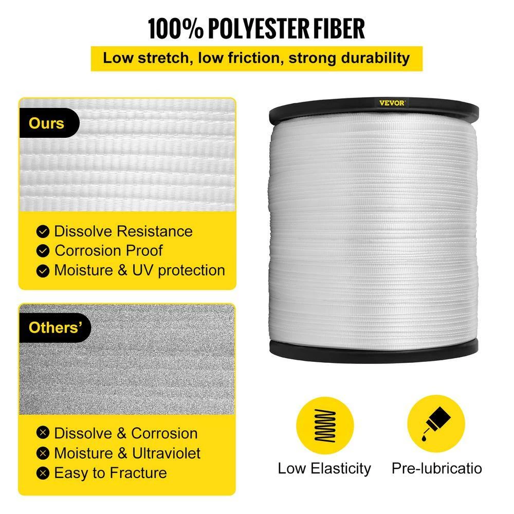 1250 lbs. Polyester Pull Tape 5249 ft. x 1/2 in. Flat Tape for Wire and Cable Conduit Work Variable Functions, White by VEVOR 5 1250 lbs. Polyester Pull Tape 5249 ft. x 1/2 in. Flat Tape for Wire and Cable Conduit Work Variable Functions, White by VEVOR - Image 4