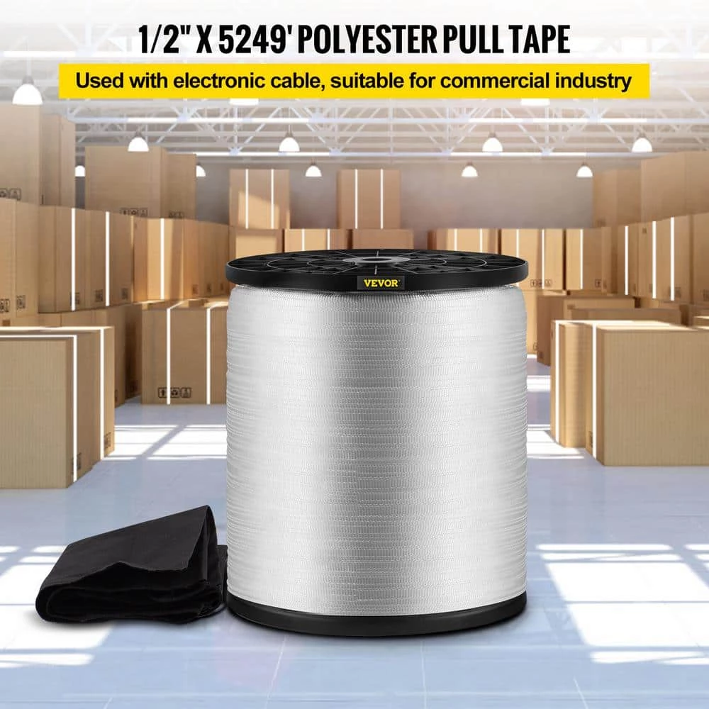 1250 lbs. Polyester Pull Tape 5249 ft. x 1/2 in. Flat Tape for Wire and Cable Conduit Work Variable Functions, White by VEVOR 3 1250 lbs. Polyester Pull Tape 5249 ft. x 1/2 in. Flat Tape for Wire and Cable Conduit Work Variable Functions, White by VEVOR - Image 2