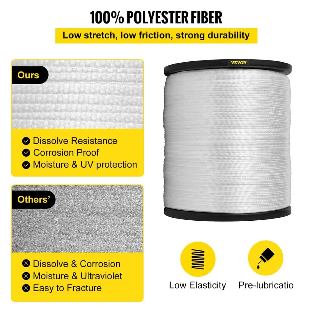Polyester Pull Tape 5249 ft. x 3/4 in. Flat Tape 2500 lbs. Capacity Flat Rope for Wire and Cable Conduit Work, White by VEVOR 6 Polyester Pull Tape 5249 ft. x 3/4 in. Flat Tape 2500 lbs. Capacity Flat Rope for Wire and Cable Conduit Work, White by VEVOR - Image 4