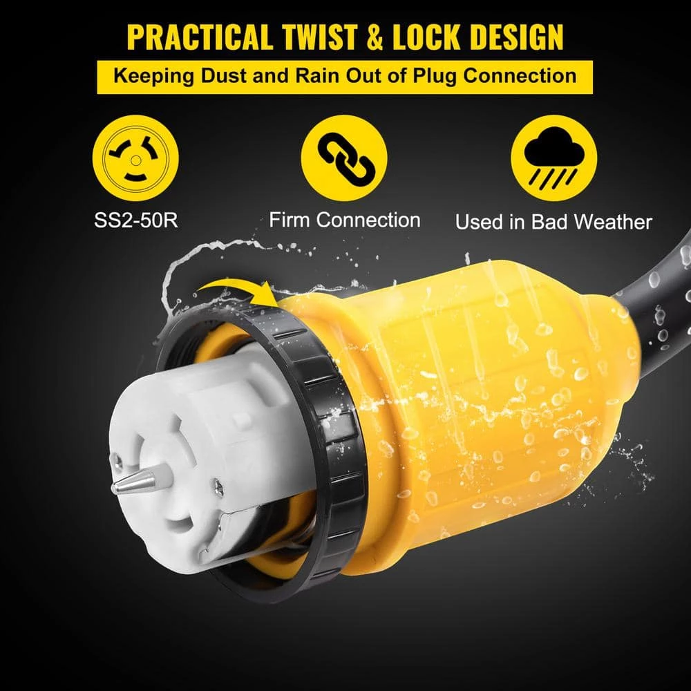 30 ft. 50 Amp 250-Volt 12,000-Watt Black Cable Generator Power Cord ETL Listed Extension Cord by VEVOR 6 30 ft. 50 Amp 250-Volt 12,000-Watt Black Cable Generator Power Cord ETL Listed Extension Cord by VEVOR - Image 4