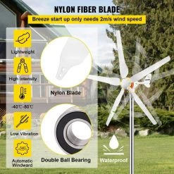 Wind Turbine Generator 500-Watt 5 Blades Auto Adjust Windward Direction Wind Power Generator with MPPT Controller by VEVOR -AC WORKS Shop vevor home wind turbines yflfdjdkzqs7 8eylv0 1f 1000