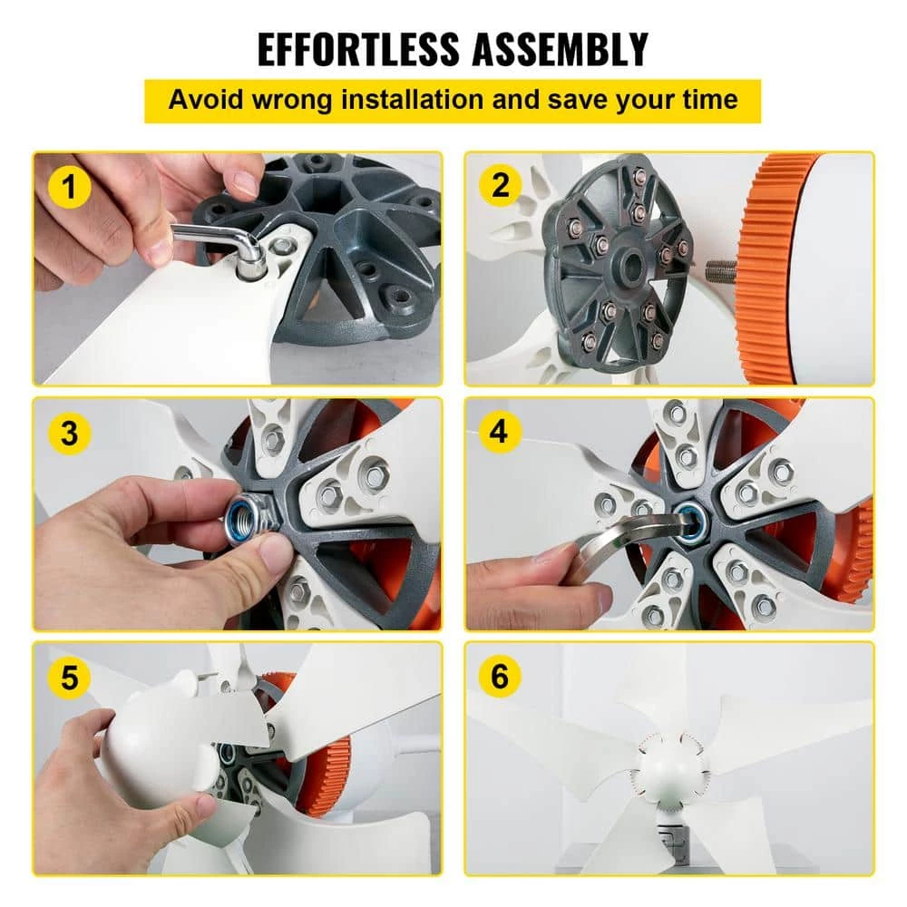 Wind Turbine Generator 400-Watt Auto Adjust Windward Direction 5 Blades Wind Power Generator with MPPT Controller by VEVOR 6 Wind Turbine Generator 400-Watt Auto Adjust Windward Direction 5 Blades Wind Power Generator with MPPT Controller by VEVOR - Image 5
