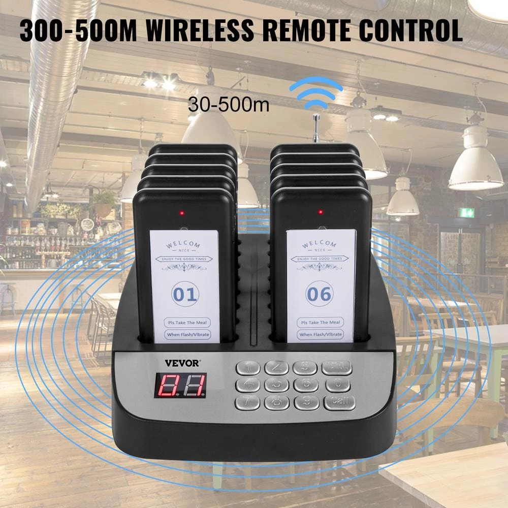 F100 Wireless Calling System 16 Pagers Max 98 Beepers Restaurant Pager System Set with Vibration, Flashing and Buzzer by VEVOR 4 F100 Wireless Calling System 16 Pagers Max 98 Beepers Restaurant Pager System Set with Vibration, Flashing and Buzzer by VEVOR - Image 3