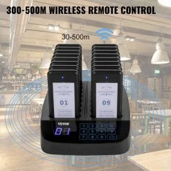 F101 Wireless Calling System 16 Pagers Touch Keyboard Restaurant Pager System with Vibration Flashing and Buzzer by VEVOR -AC WORKS Shop vevor intercoms qcqfx16kccmpm0001v1 4f 1000