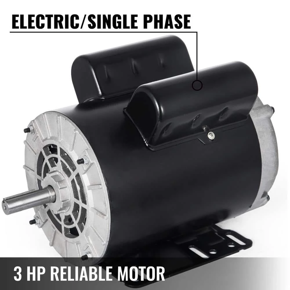3 HP Electric Motor Single Phase AC Motor 3450 RPM 60 Hz 56 Frame SPL Rot-CCW Air Compressor Motor, 115/230 Volt by VEVOR 4 3 HP Electric Motor Single Phase AC Motor 3450 RPM 60 Hz 56 Frame SPL Rot-CCW Air Compressor Motor, 115/230 Volt by VEVOR - Image 2