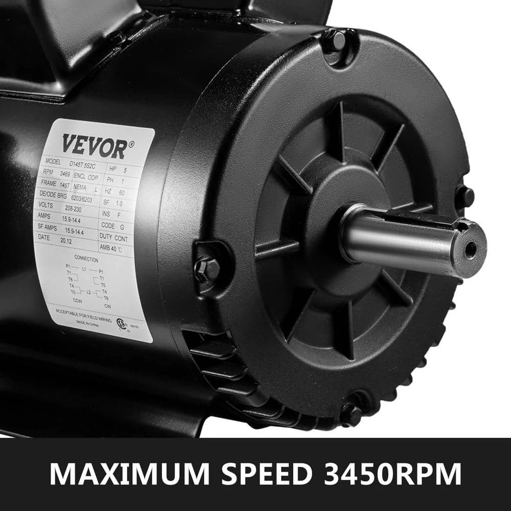 5 HP Electric Compressor Motor 3450 RPM 143 T/56 T Frame Single Phase 7/8 in. Shaft Diameter Air Compressor Motor by VEVOR 6 5 HP Electric Compressor Motor 3450 RPM 143 T/56 T Frame Single Phase 7/8 in. Shaft Diameter Air Compressor Motor by VEVOR - Image 4