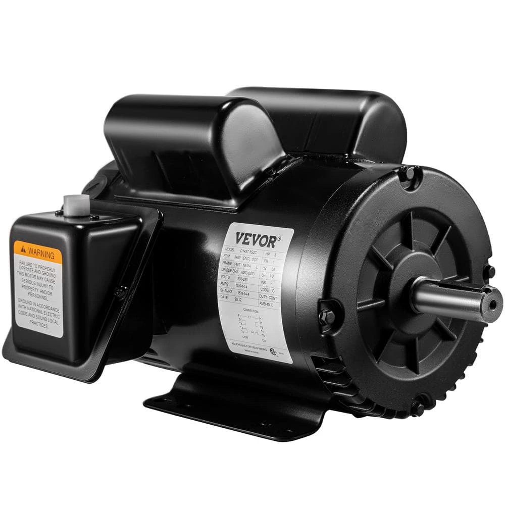 5 HP Electric Compressor Motor 3450 RPM 143 T/56 T Frame Single Phase 7/8 in. Shaft Diameter Air Compressor Motor by VEVOR 3 5 HP Electric Compressor Motor 3450 RPM 143 T/56 T Frame Single Phase 7/8 in. Shaft Diameter Air Compressor Motor by VEVOR