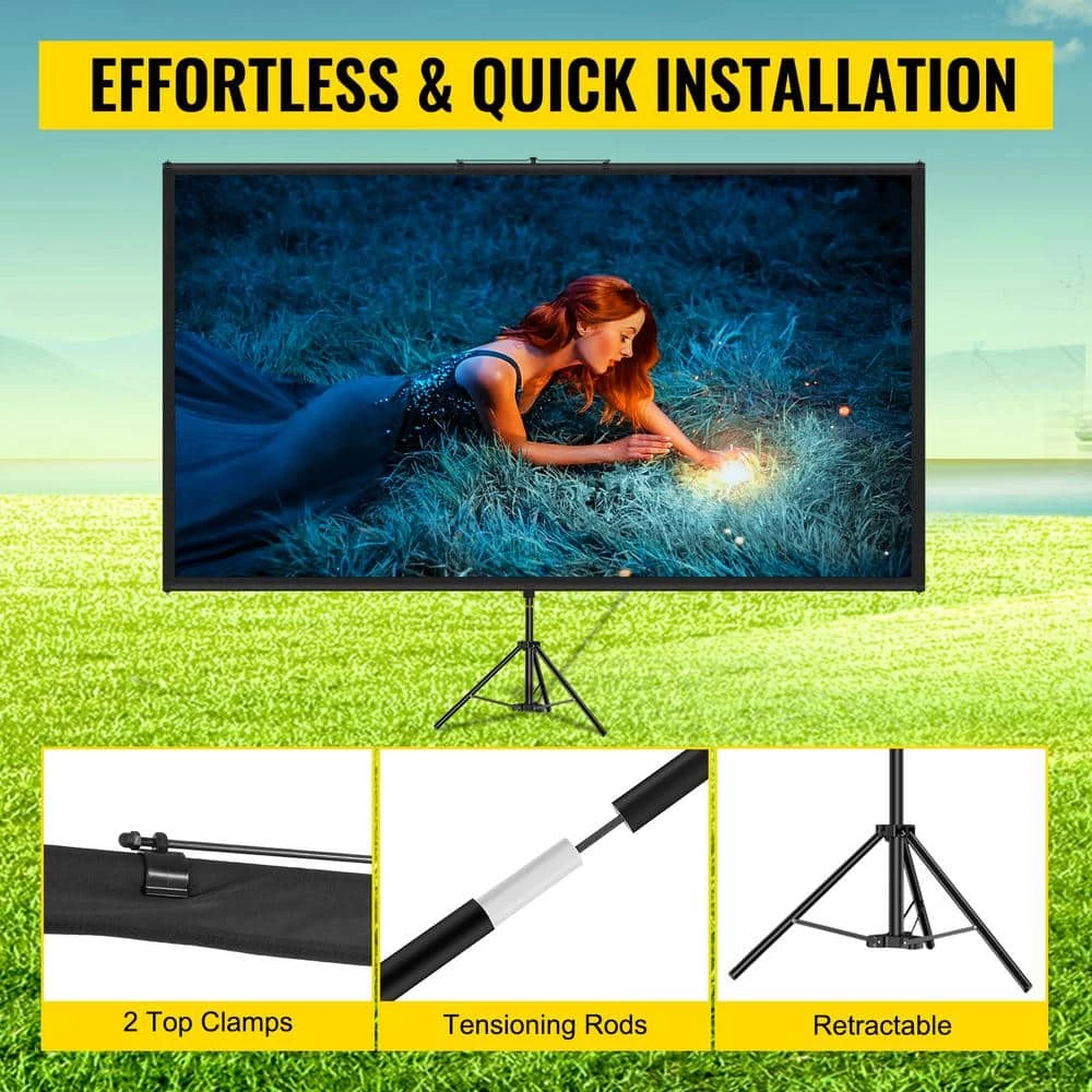60 in. Tripod Projector Screen with Stand 16:9 4K HD Projection Screen Wrinkle-Free Height Adjustable Portable Screen by VEVOR 7 60 in. Tripod Projector Screen with Stand 16:9 4K HD Projection Screen Wrinkle-Free Height Adjustable Portable Screen by VEVOR - Image 5